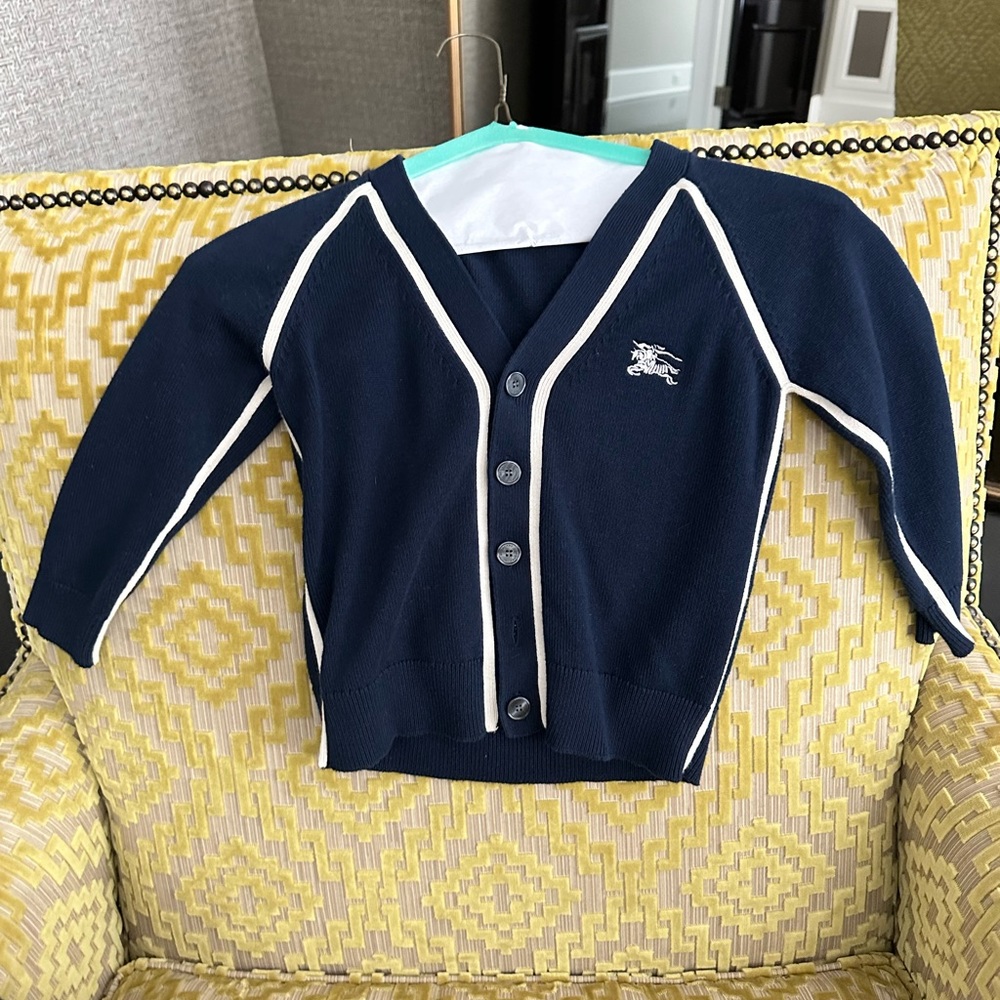 Burberry kids knit sweater Navy and white